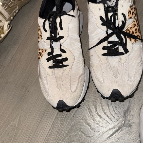 New Balance White and Leopard Print Sneakers - Picture 3 of 8